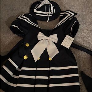 Baby Navy Sailor Dress with Hat and Bow